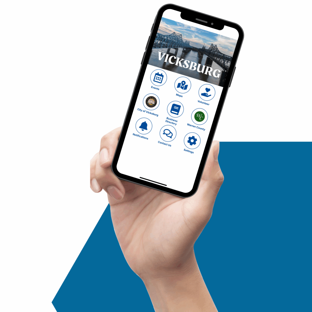 hand holding phone with app logo on the screen