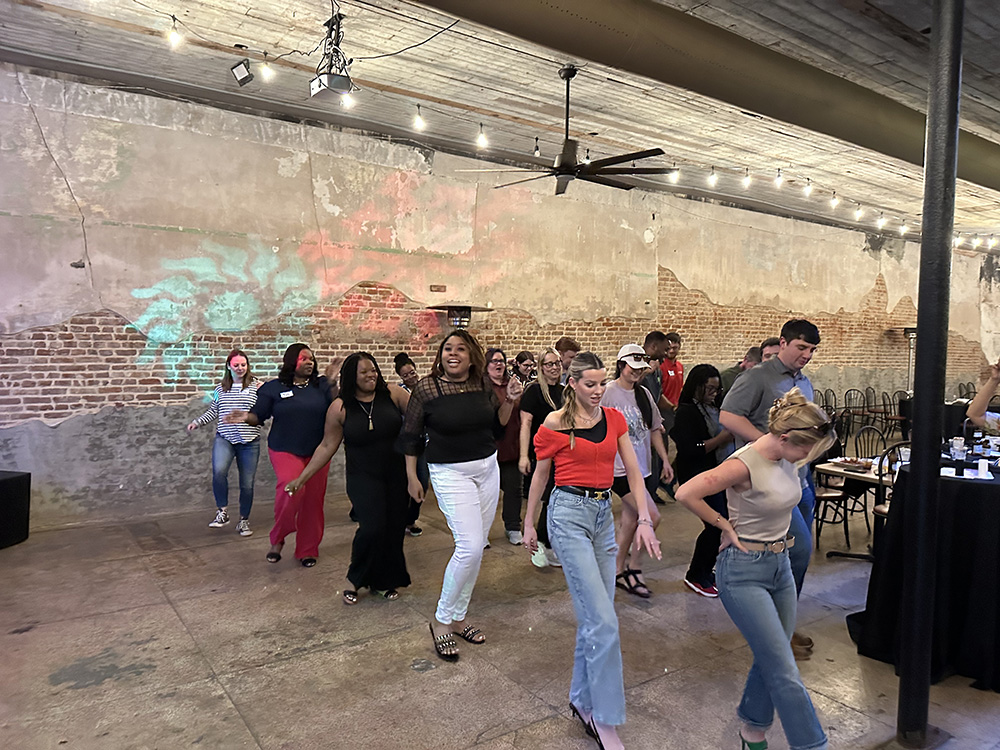 People line dancing
